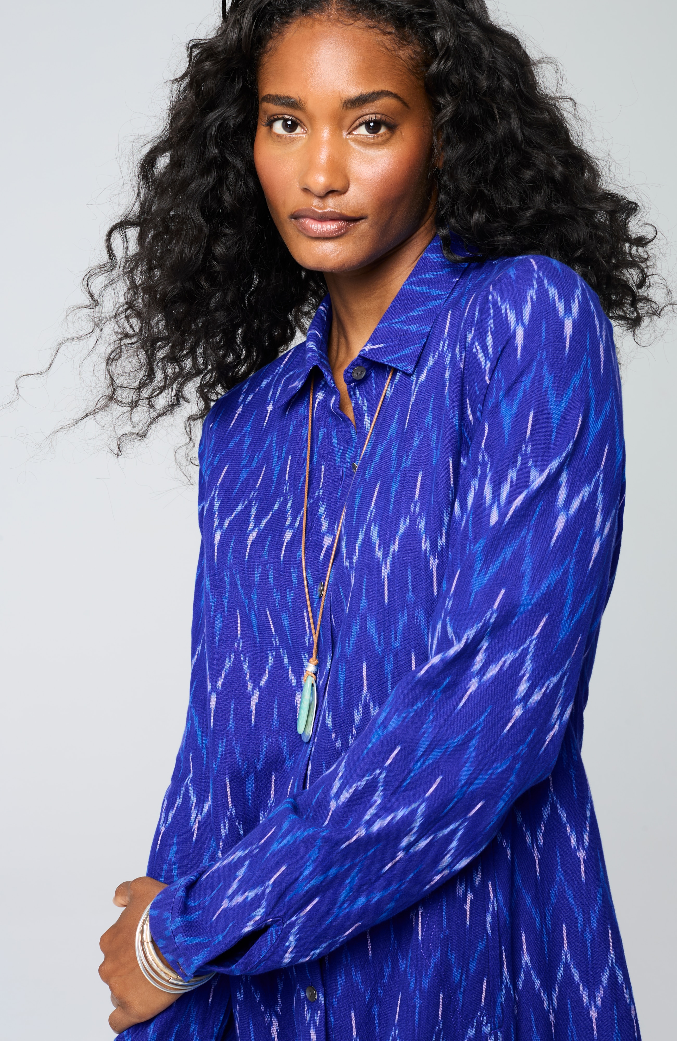 pure jill ikat maxi shirtdress