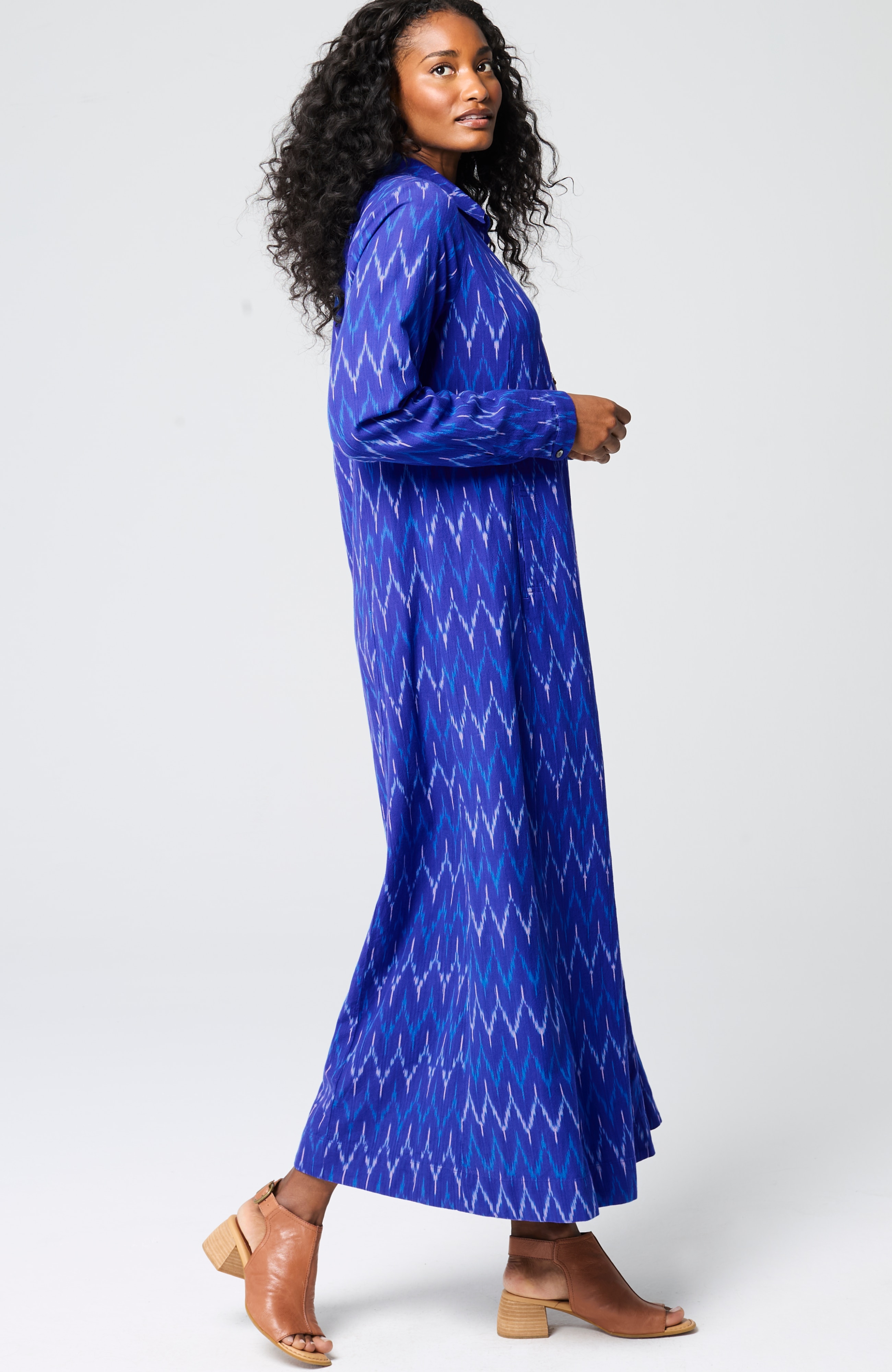 pure jill ikat maxi shirtdress