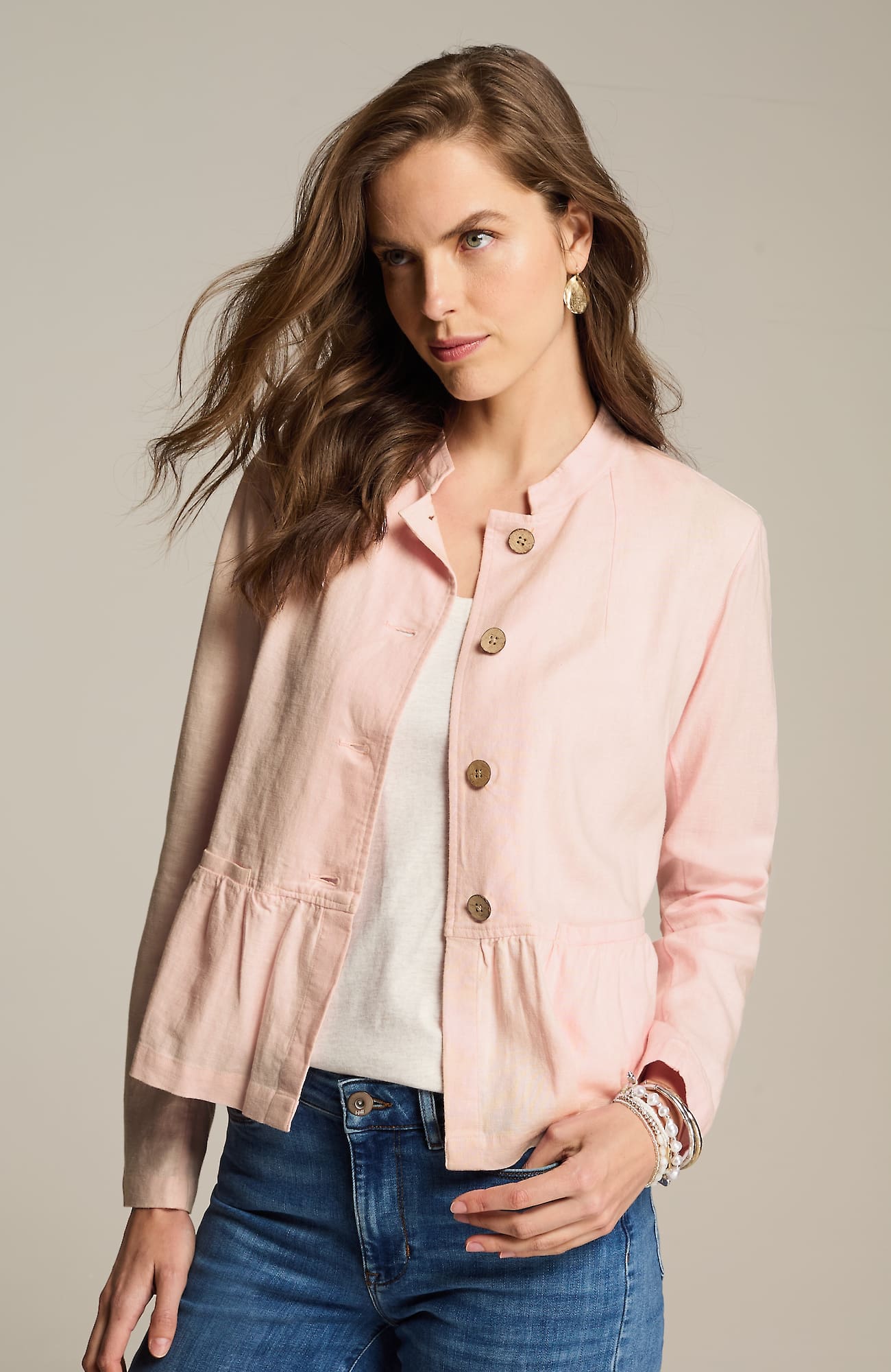 Jjill J.jill Button-front Peplum Jacket