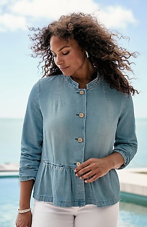 Image for Button-Front Peplum Jacket