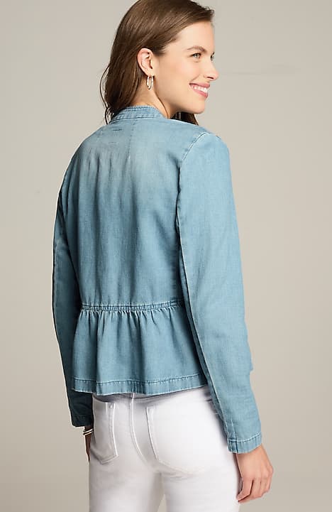 button-front peplum jacket