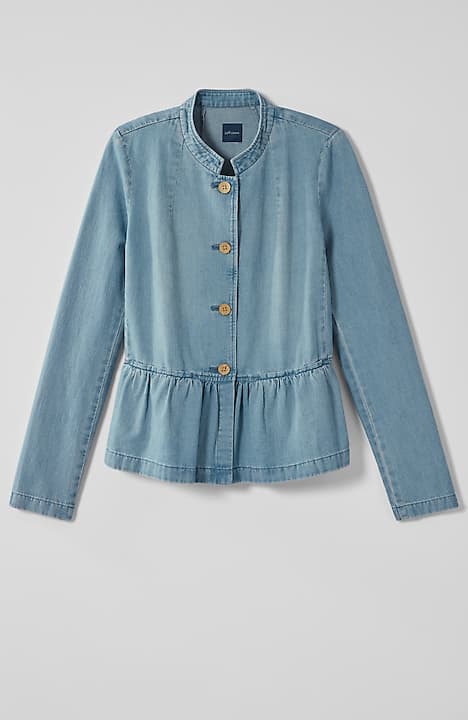 button-front peplum jacket