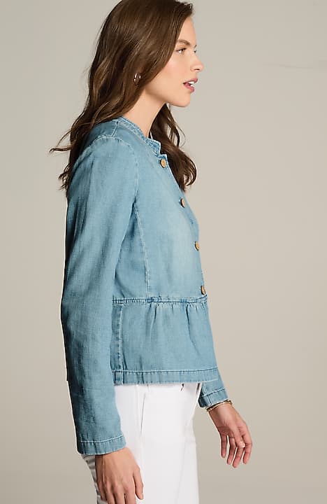 button-front peplum jacket