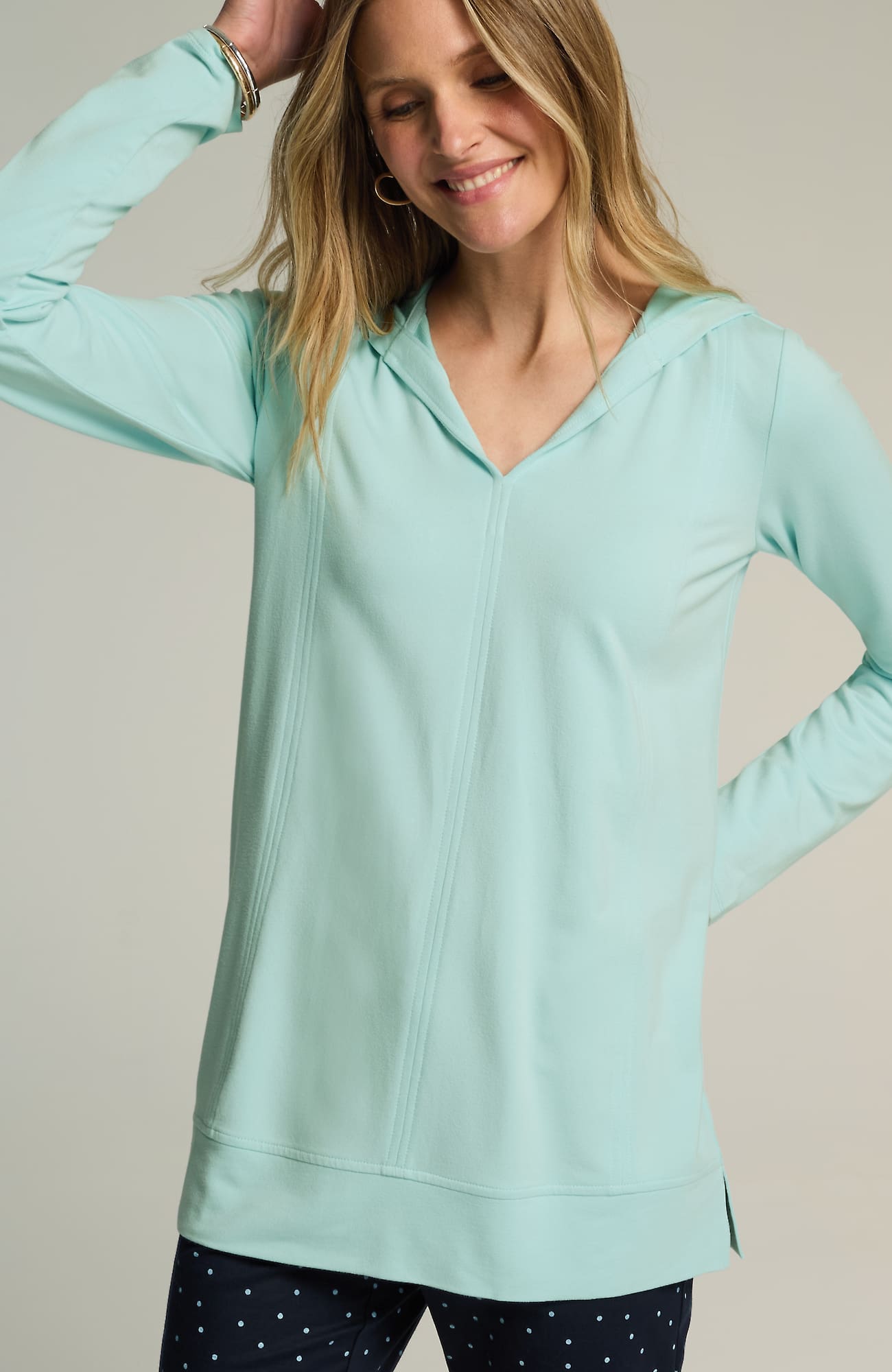 Jjill J.jill Seamed Hoodie Tunic In Sea Mist