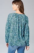 printed smocked top