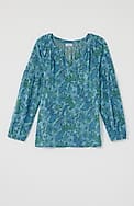 printed smocked top