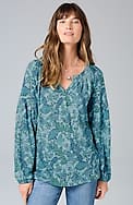 printed smocked top
