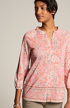 Image for Ruffle-Neck Button-Front Top