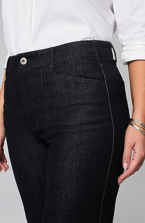 high-rise angled-pocket wide-leg jeans