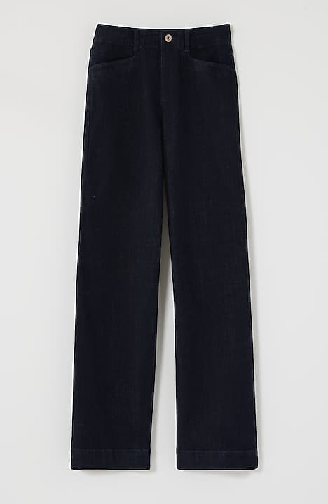 high-rise angled-pocket wide-leg jeans