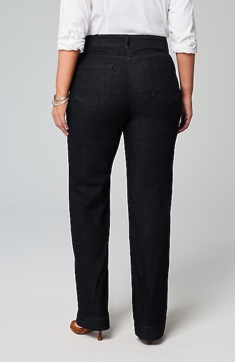 high-rise angled-pocket wide-leg jeans