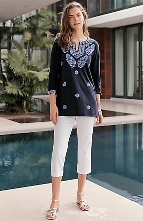 Image for Versatile Cotton-Stretch Slim-Leg Capris