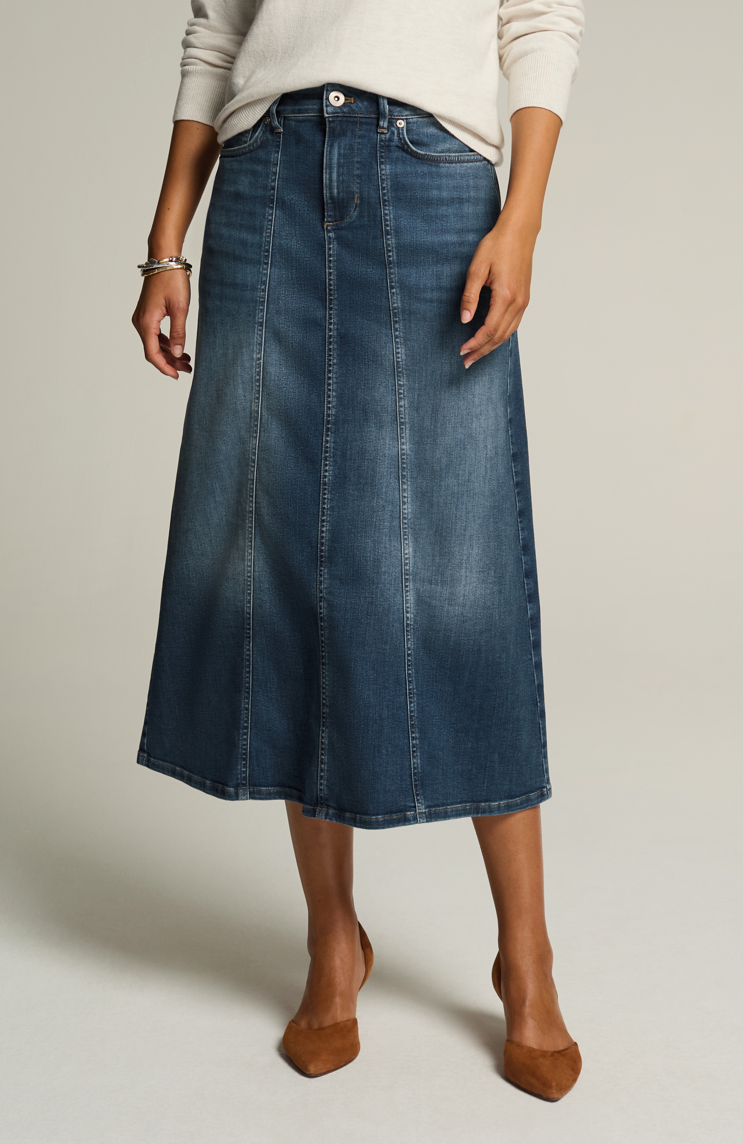 SEAMED DENIM MAXI SKIRT | JJill