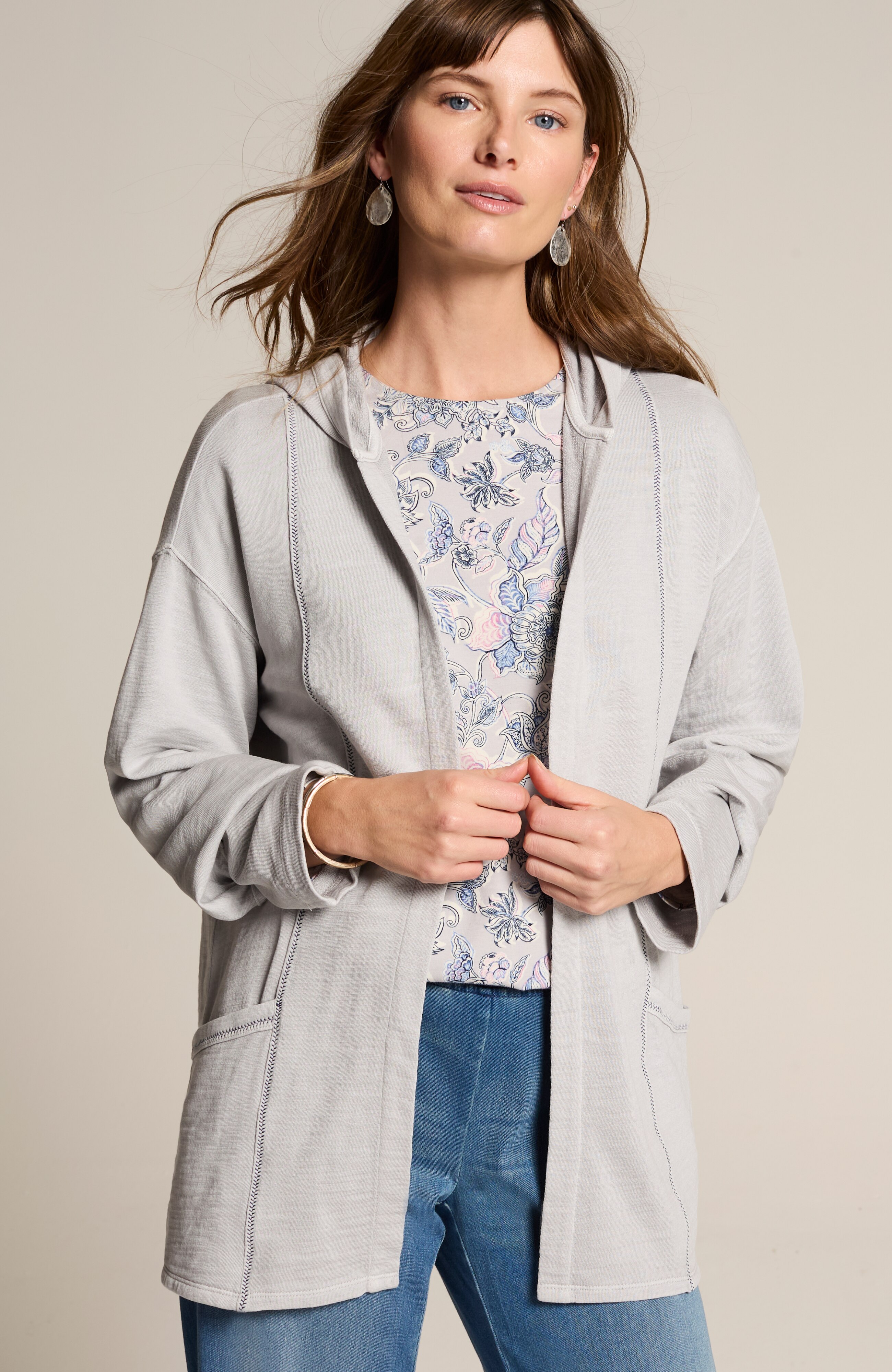 pure jill tea-dyed hooded jacket