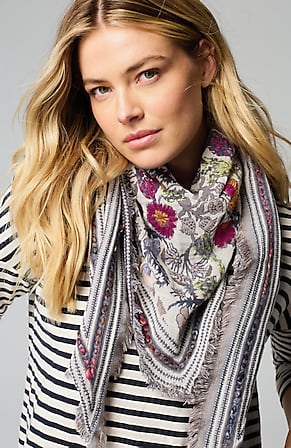 Image for Winter Bloom Embroidered Triangle Scarf