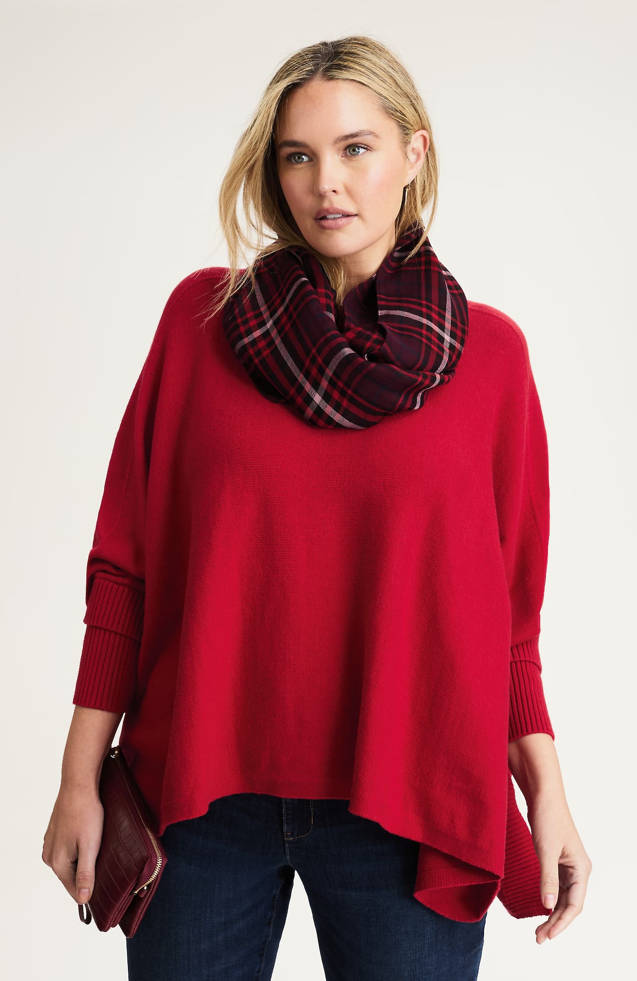 Jjill J.jill Travel Companion Poncho In Red