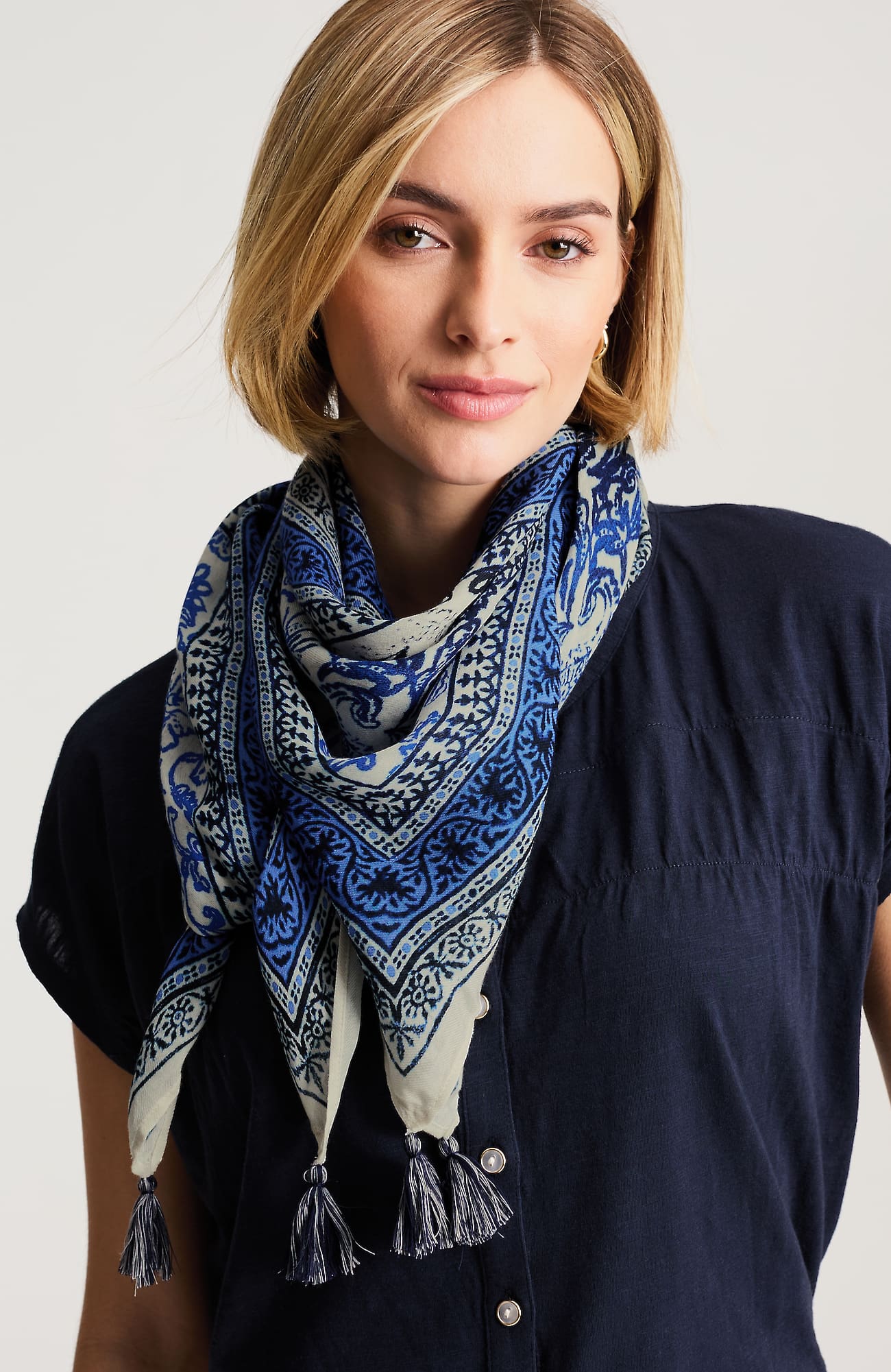 Jjill Intricate-border Square Scarf In Multi