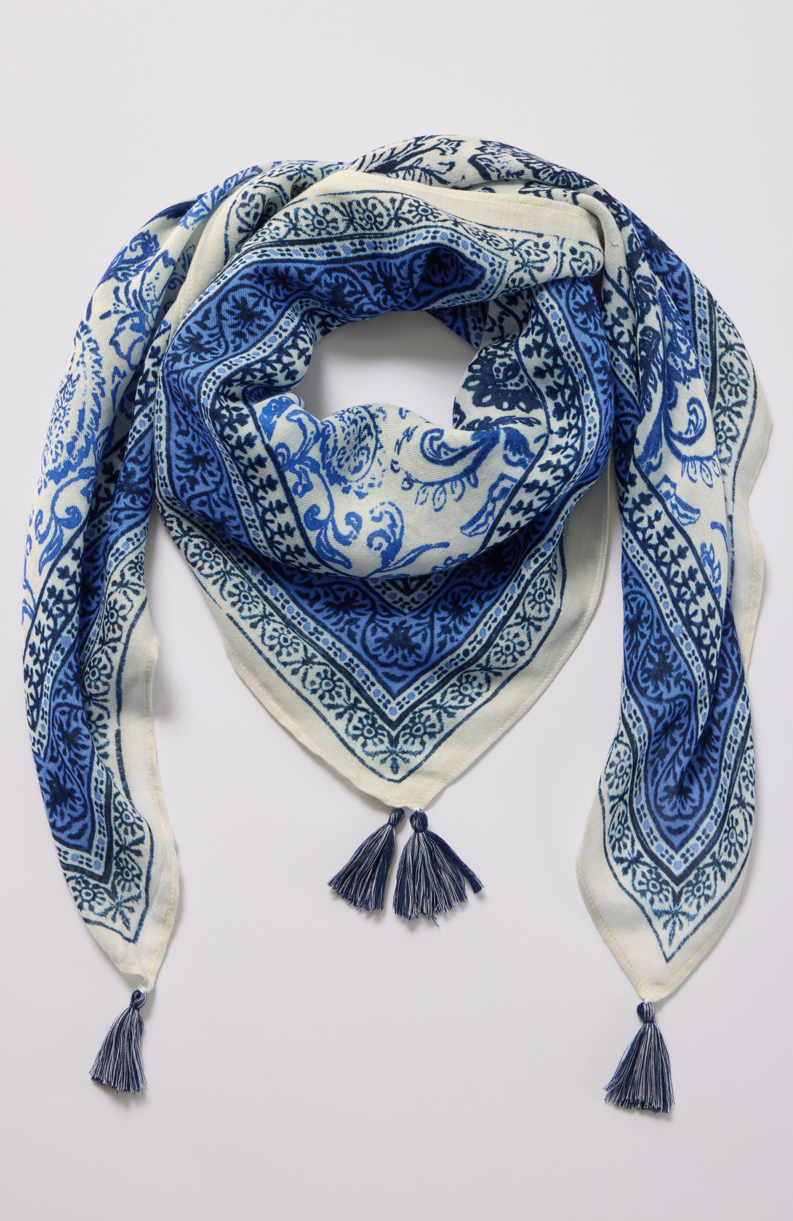 intricate-border square scarf