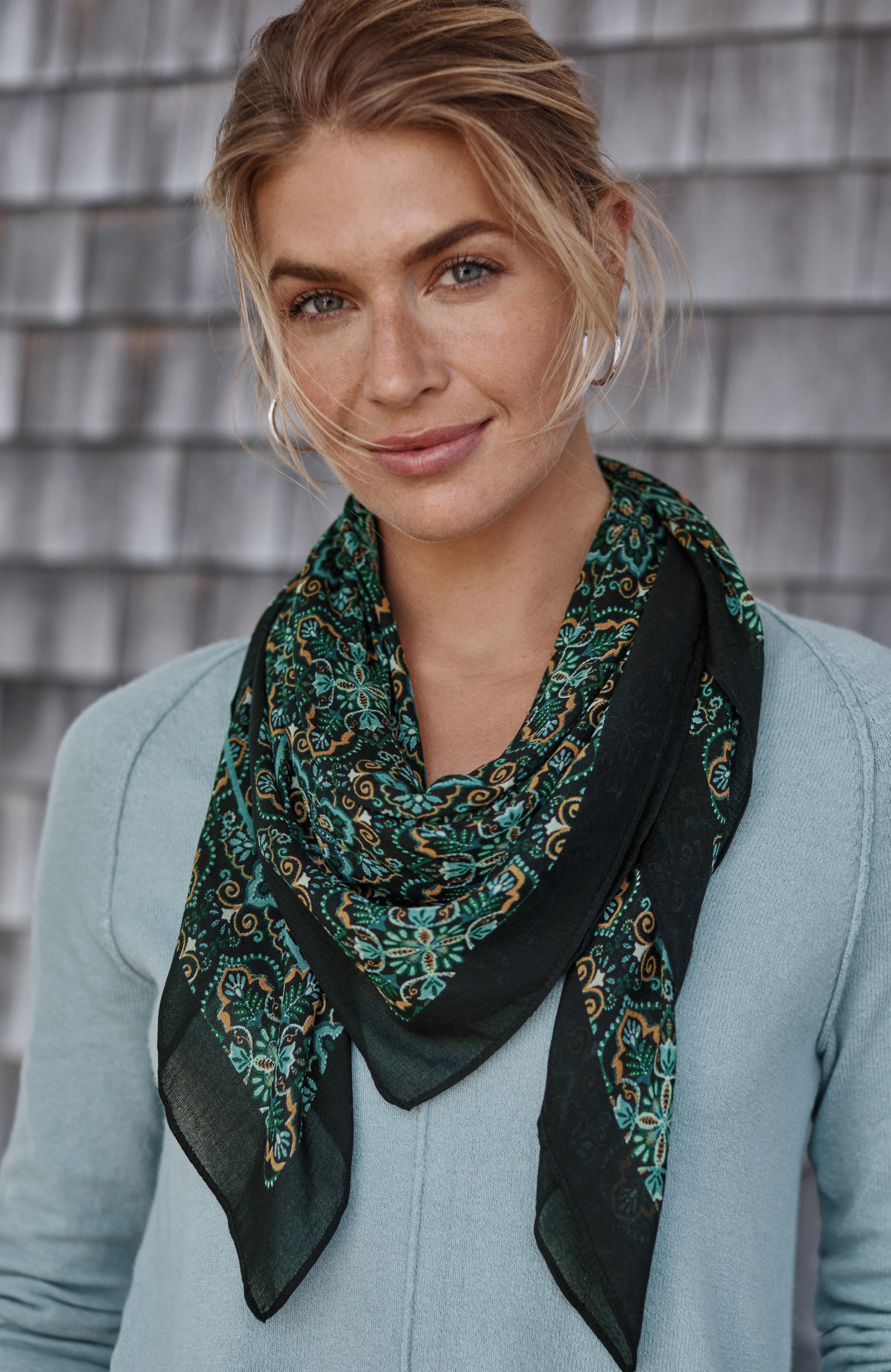 Intricate-Border Square Scarf | JJill
