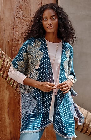 Image for Kantha-Stitched Reversible Jacquard Ruana