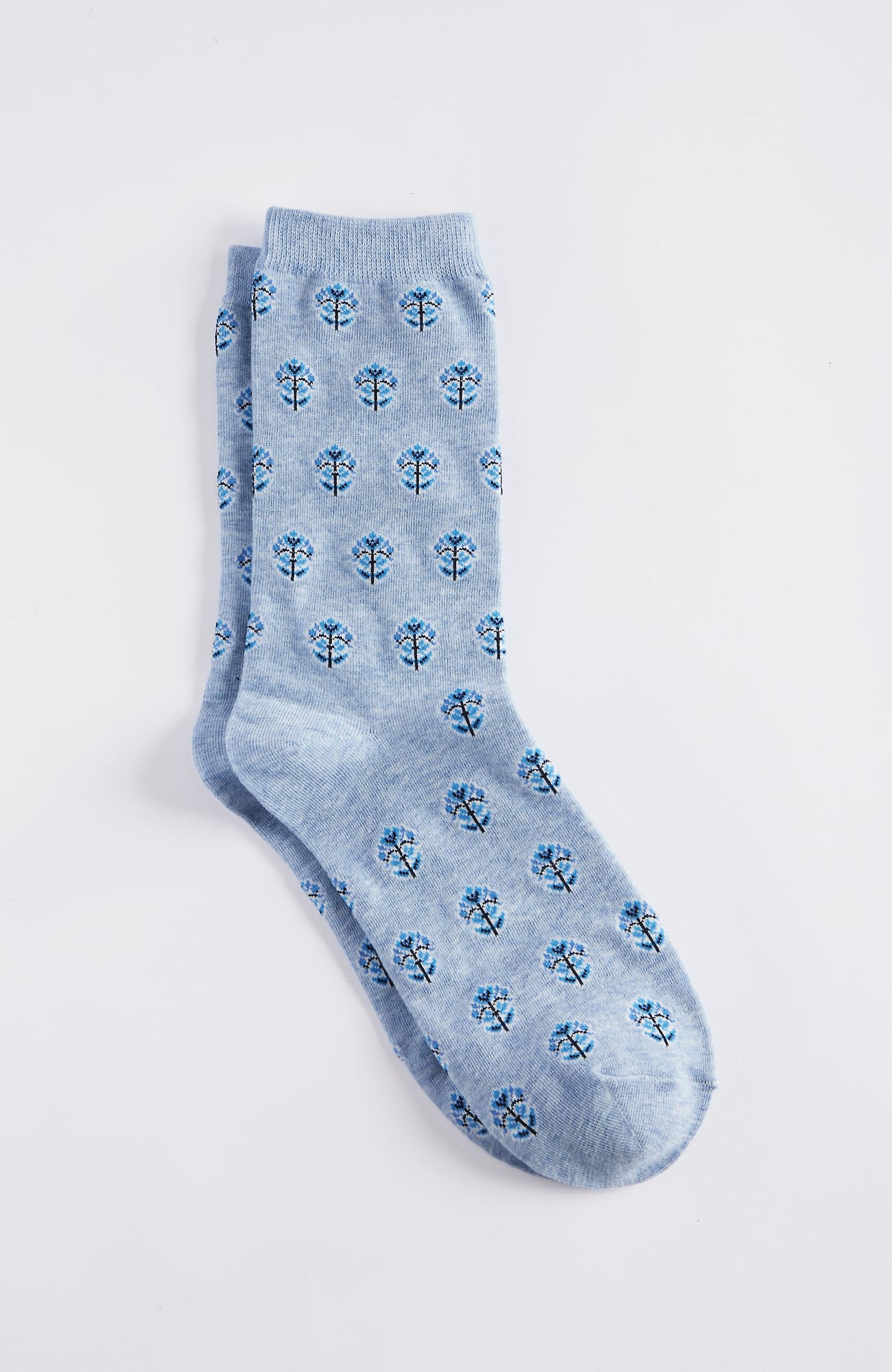 Shop Jjill J.jill Medallion Floral Crew Socks In Blue Mist Heather