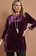 rayon silk velvet boat-neck tunic