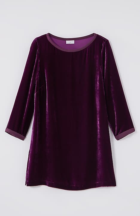 rayon silk velvet boat-neck tunic
