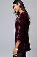 rayon silk velvet boat-neck tunic