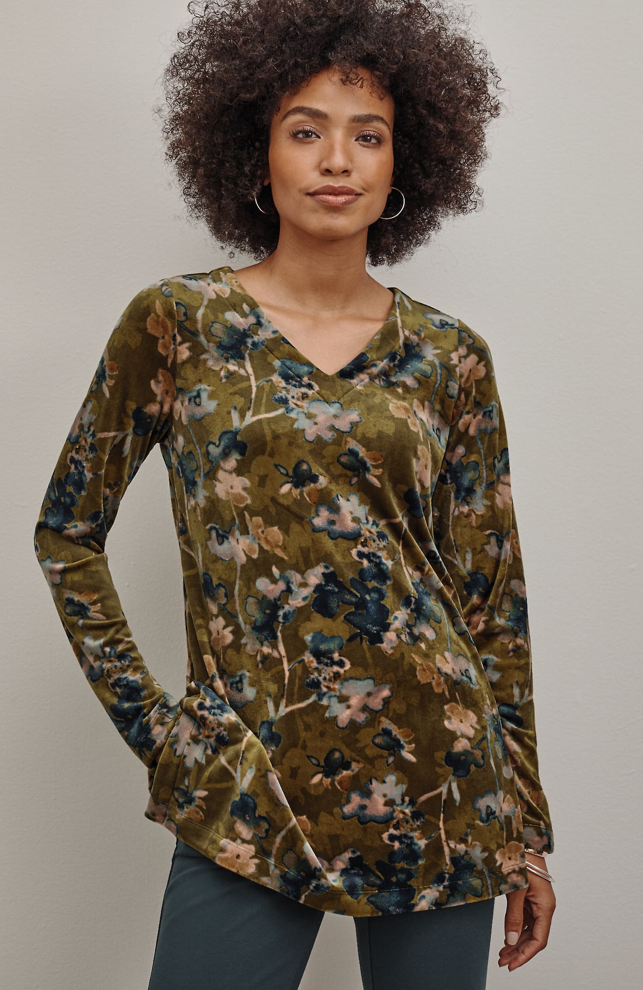 JJILL J.JILL PURE JILL VELOUR V-NECK TUNIC