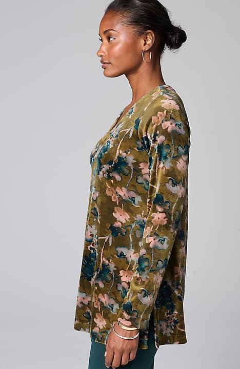 pure jill velour v-neck tunic