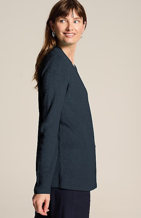 ribbed open-front cardi