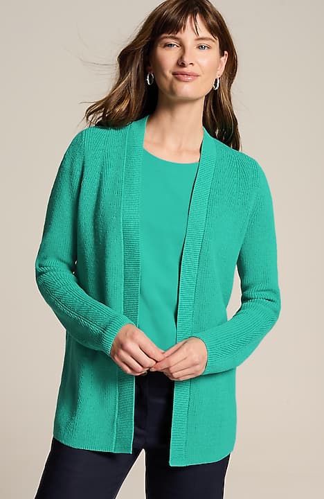 ribbed open-front cardi