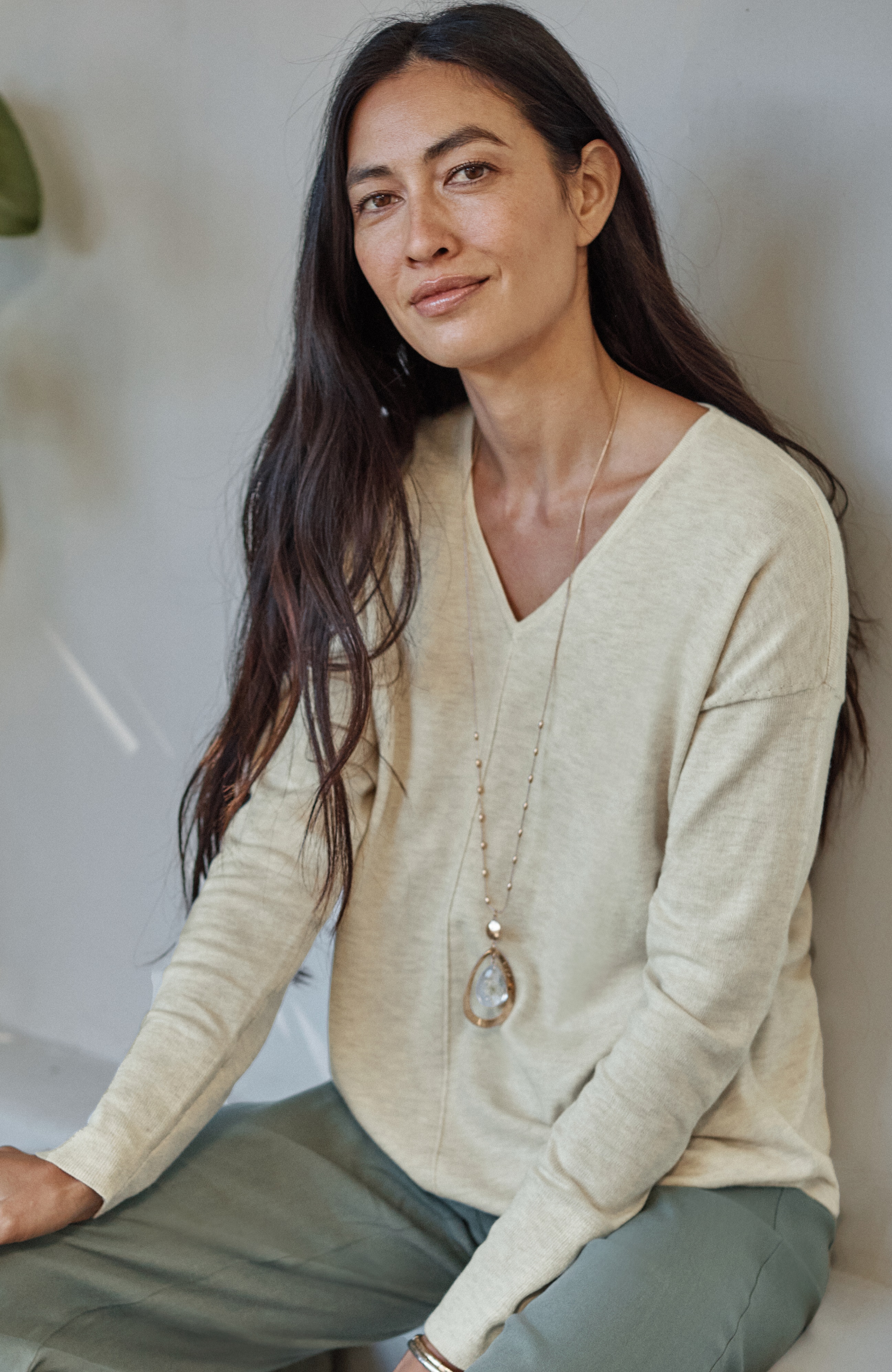 organically grown cotton seamed sweater