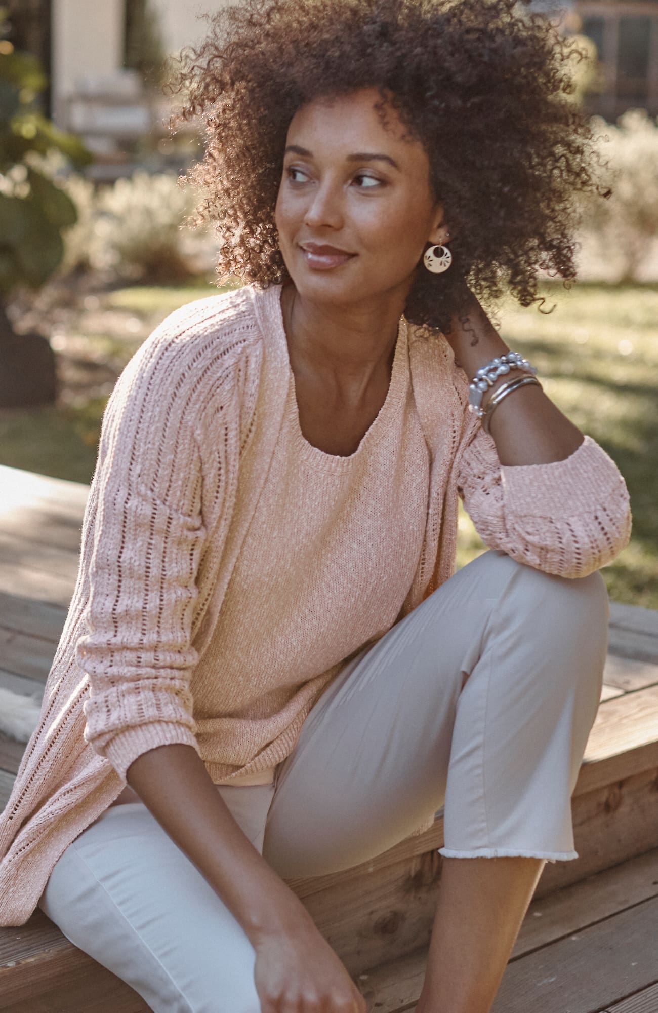 Jjill J.jill Marled Single-button Cardi In Light Seashell Multi