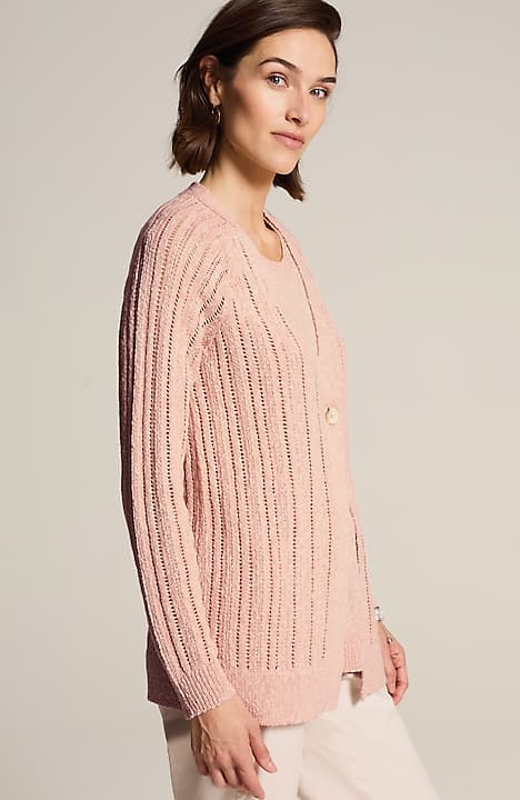 marled single-button cardi