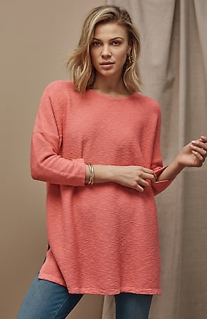 Image for Pure Jill Textured-Stitch Slub Sweater