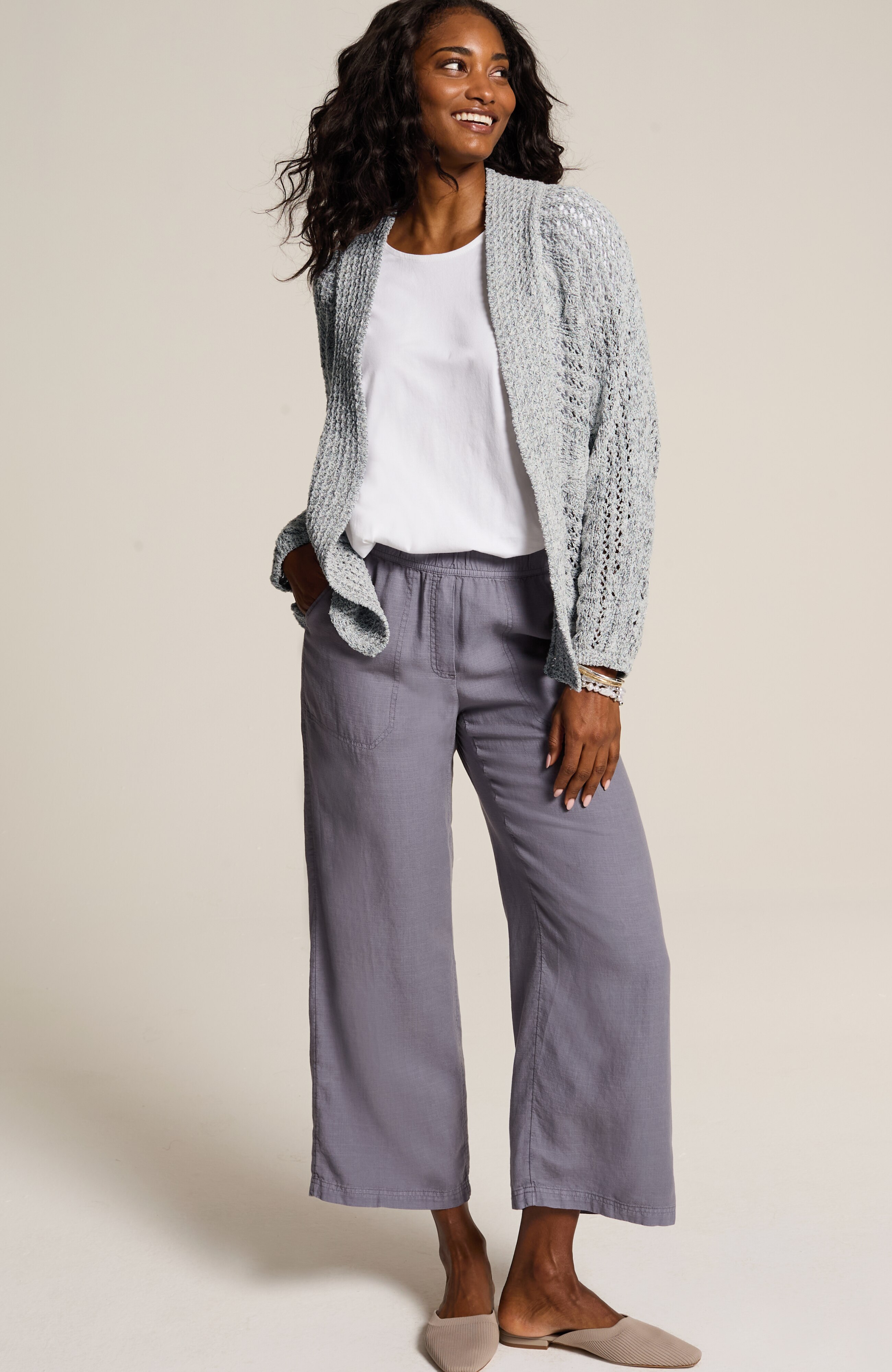 pure jill open-texture cardi