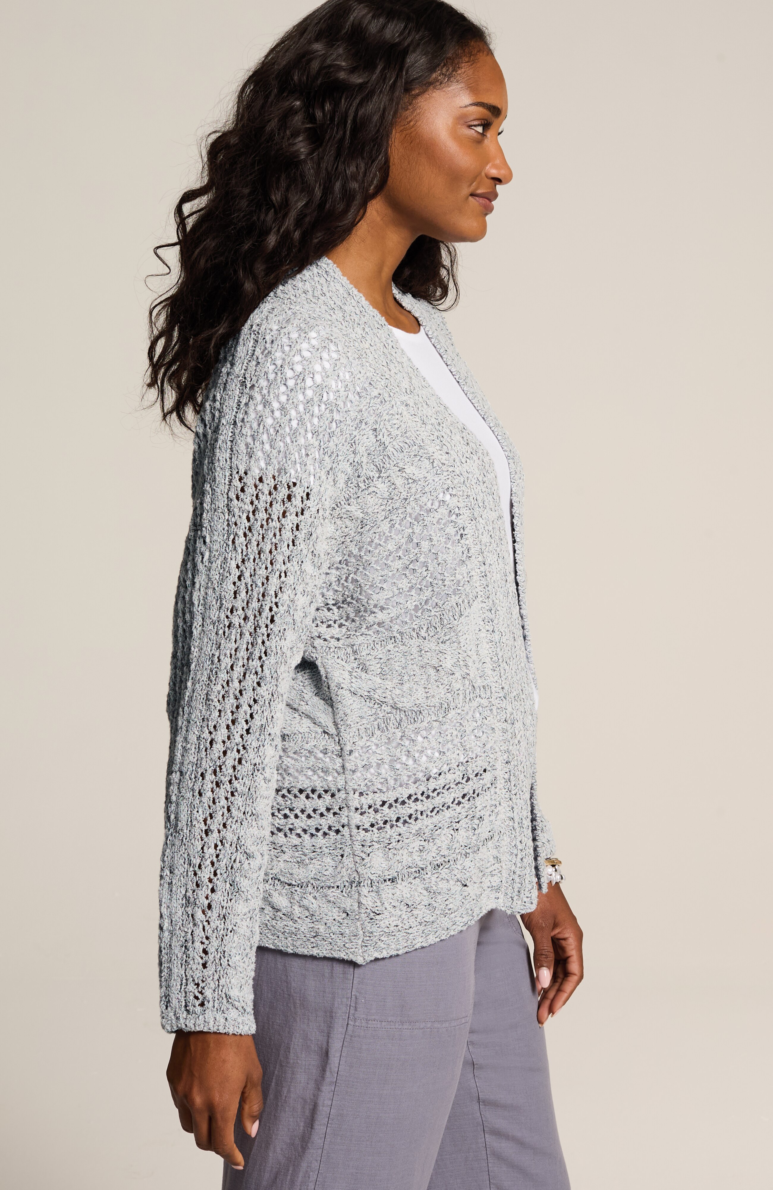 pure jill open-texture cardi