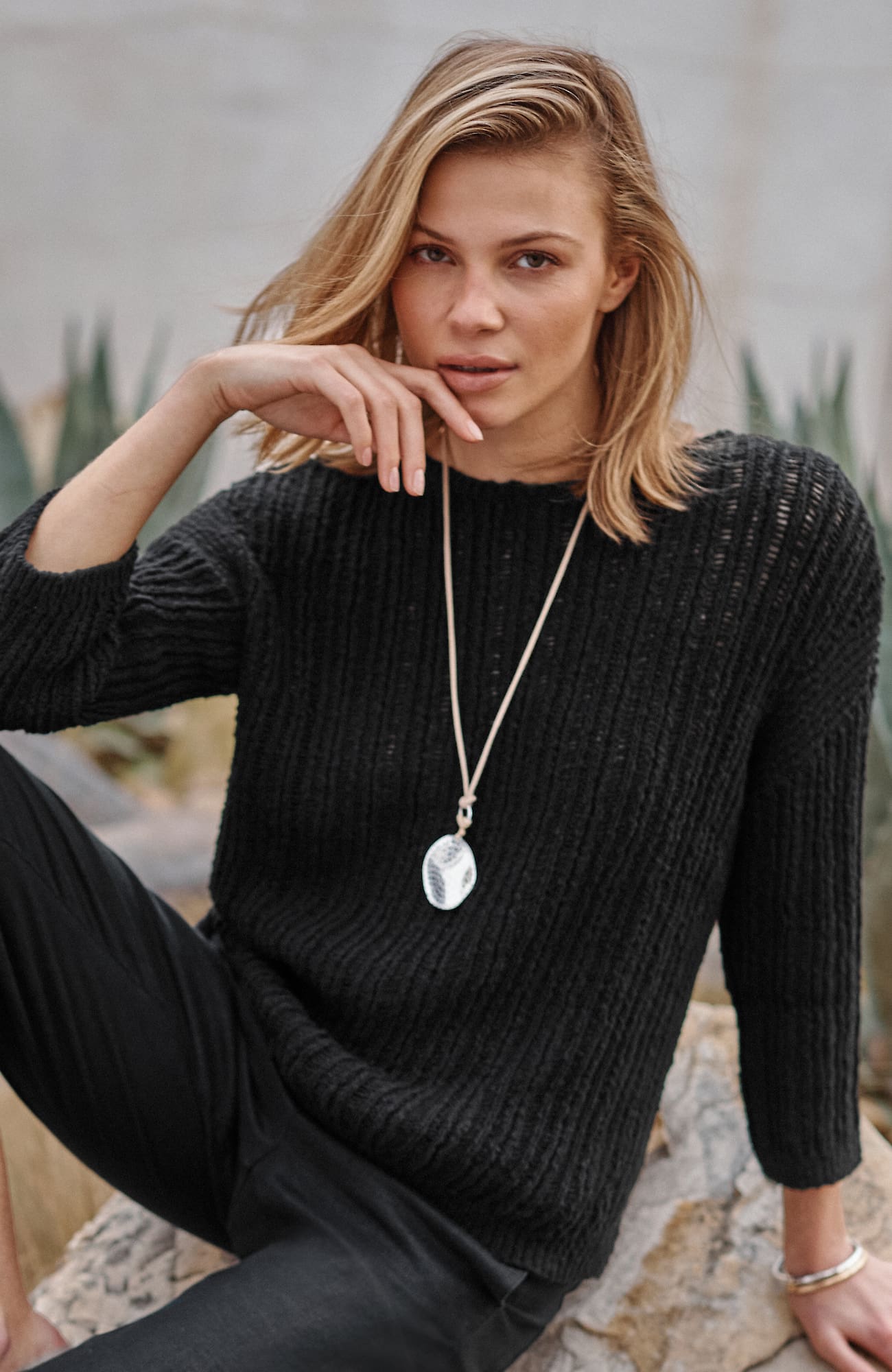 Jjill J.jill Pure Jill Open-rib-textured Sweater In Black