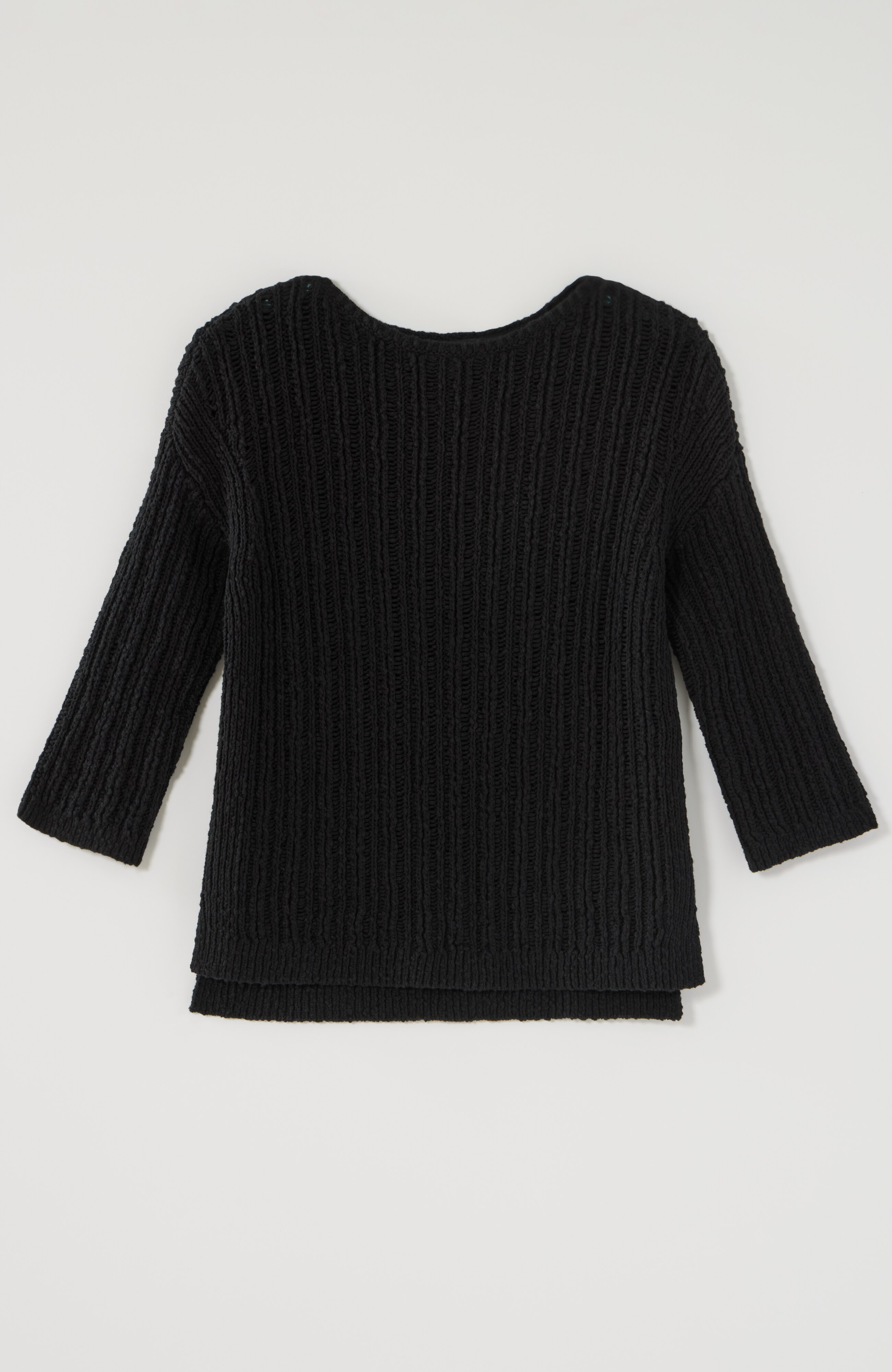 pure jill open-rib-textured sweater