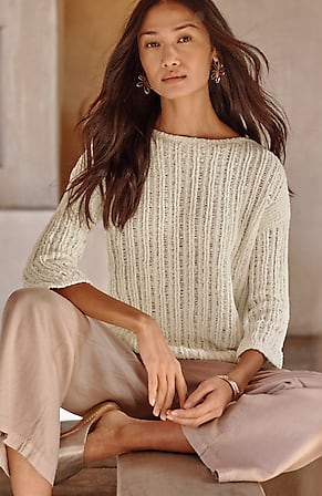 Image for Pure Jill Open-Rib-Textured Sweater