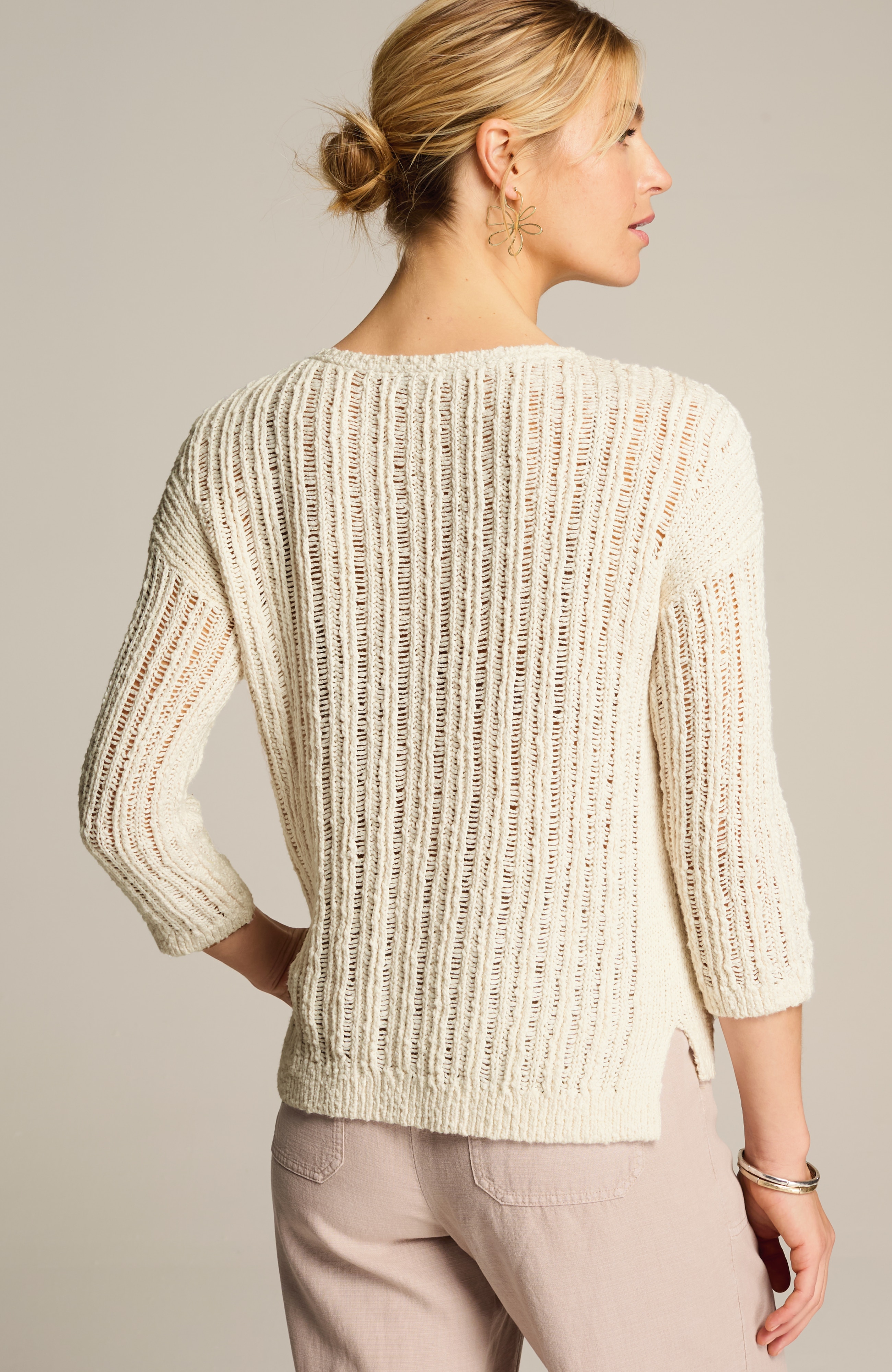 PURE JILL OPEN-RIB-TEXTURED SWEATER | JJill