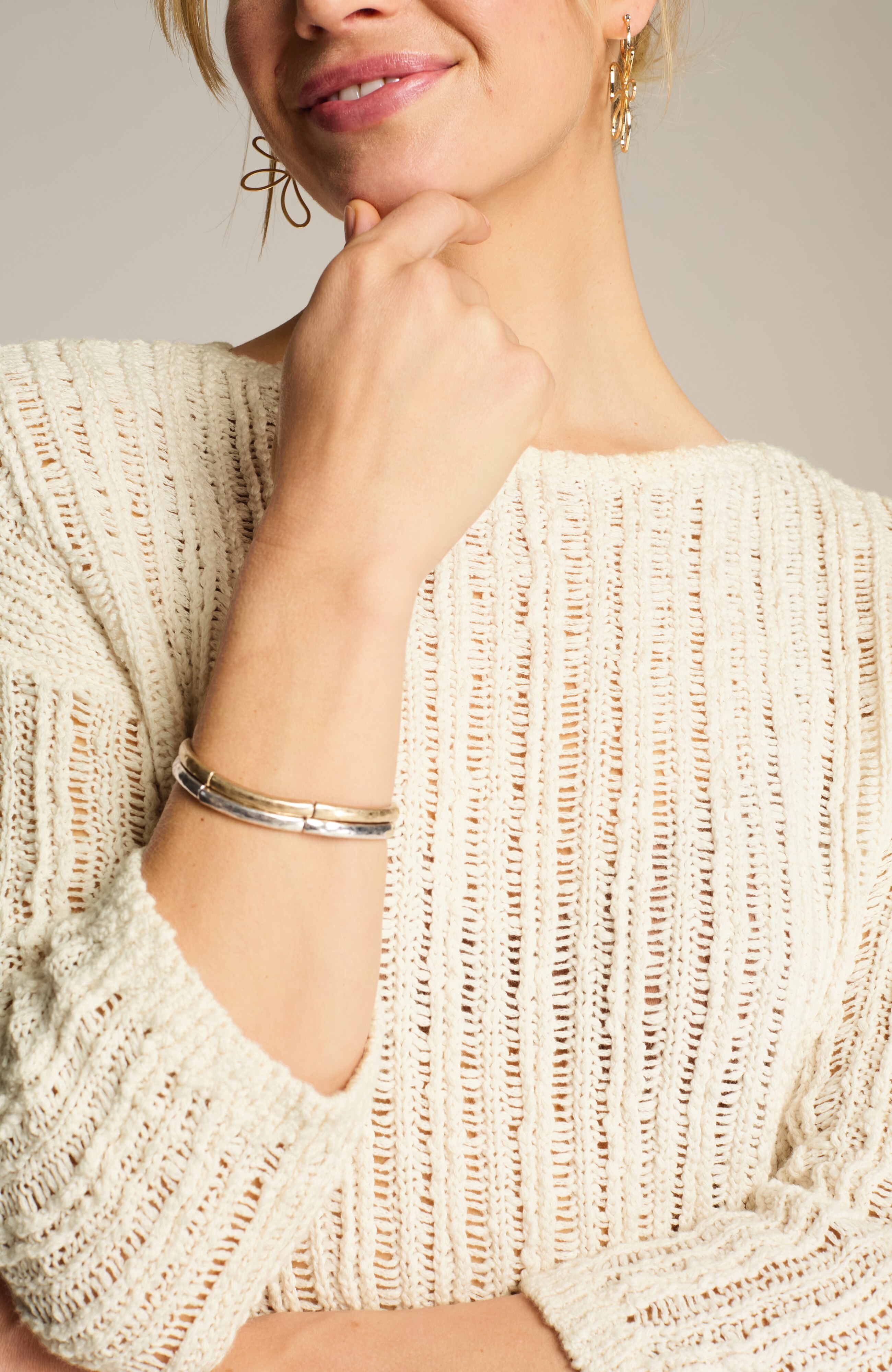 PURE JILL OPEN-RIB-TEXTURED SWEATER | JJill