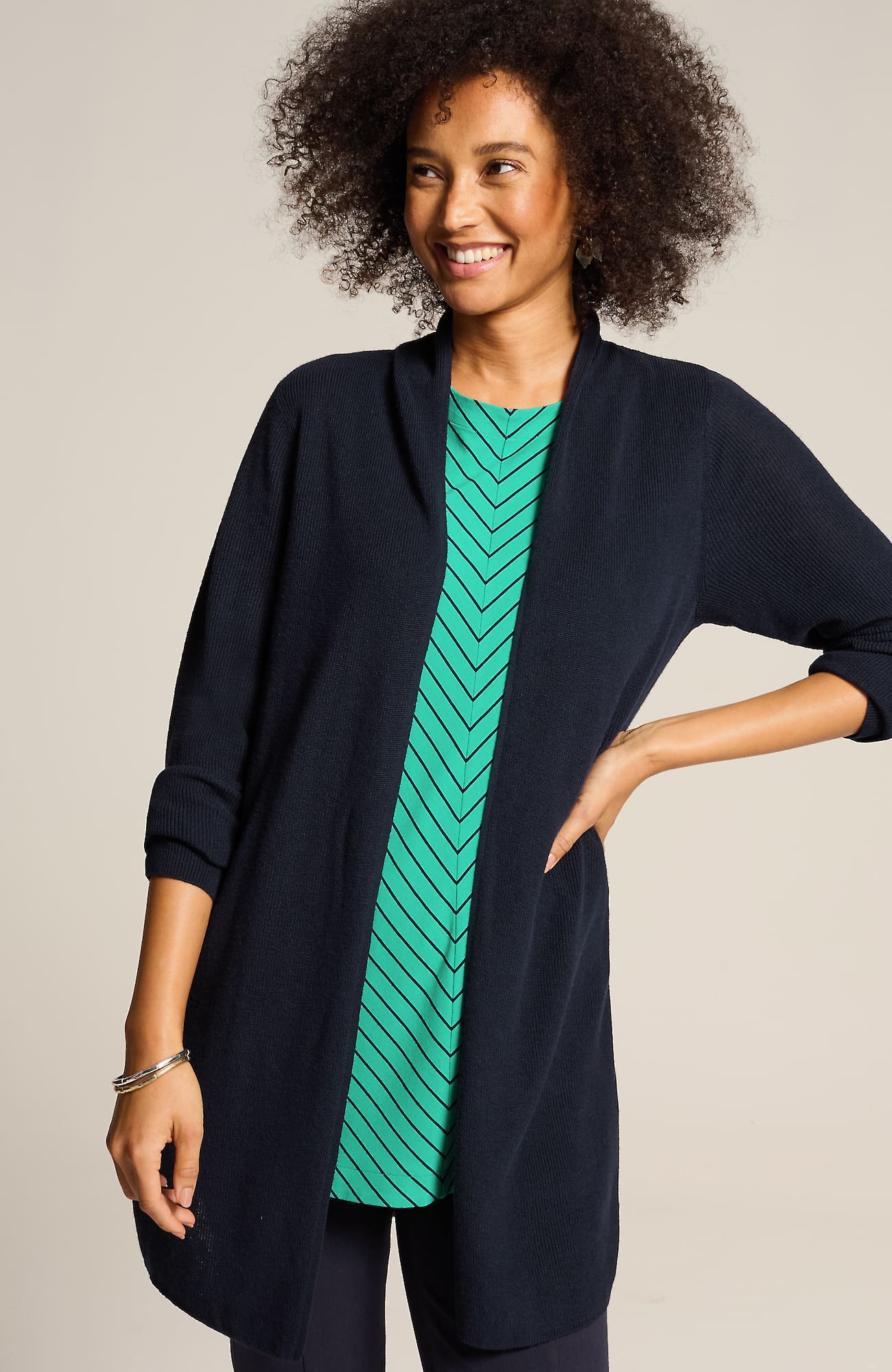 Jjill J.jill Wearever Lightweight Shawl-collared Cardi In Navy Blue