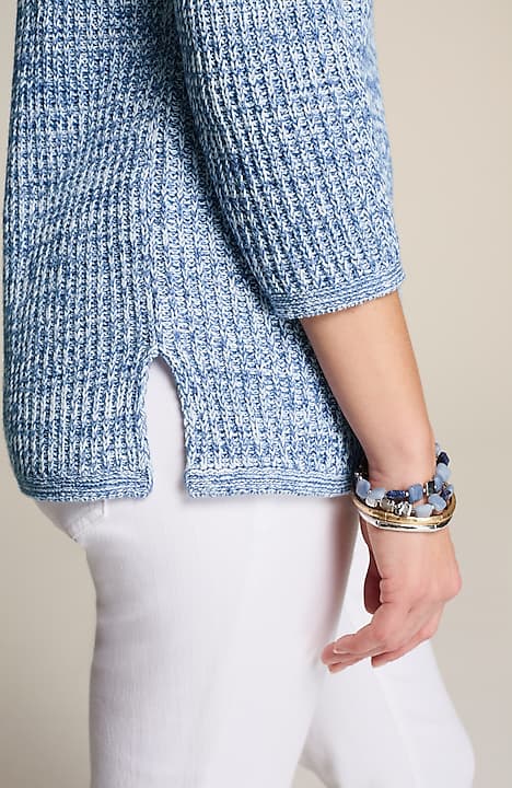slub-textured ribbed sweater