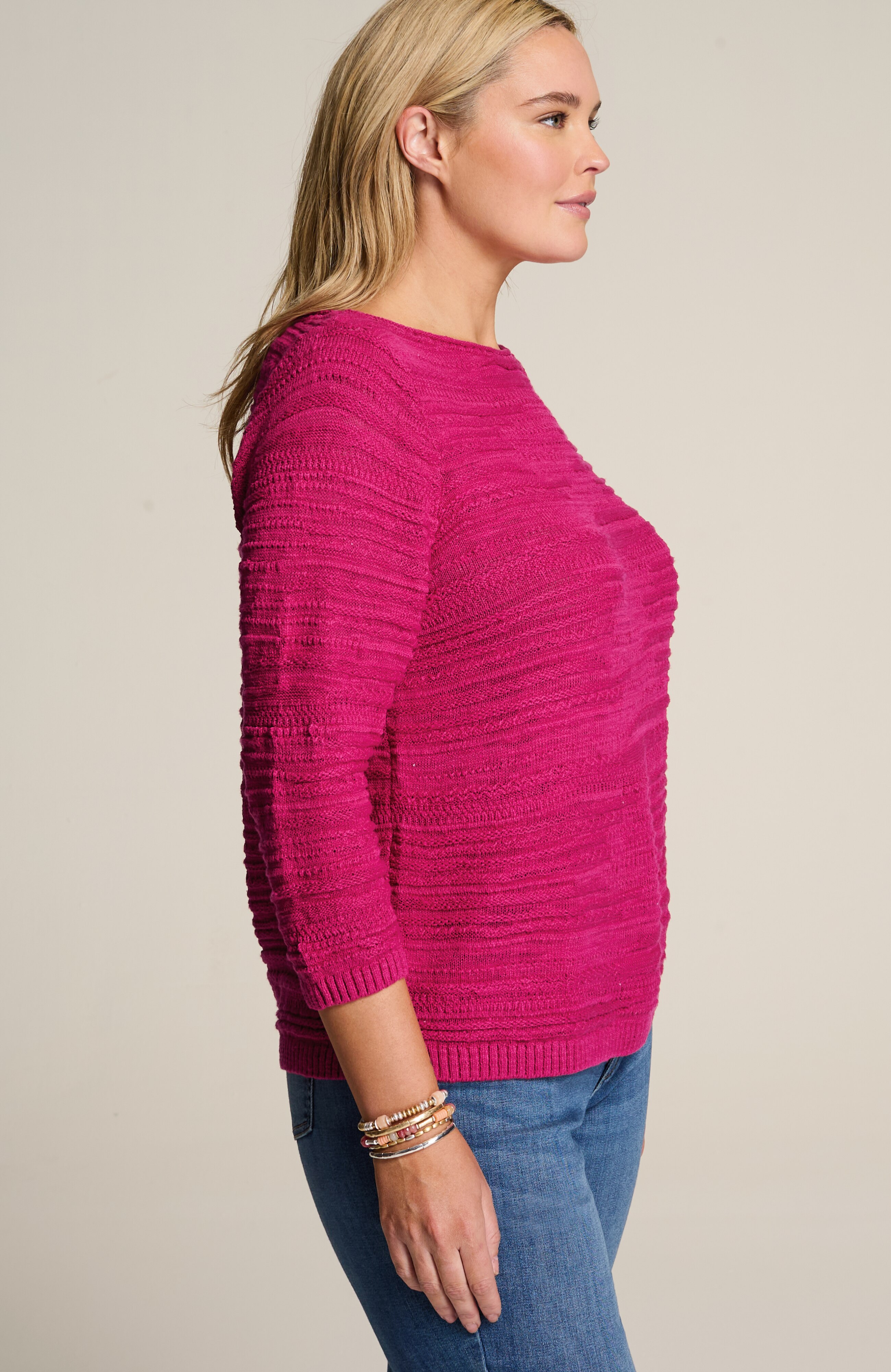 PLACED-PATTERN SLUB-TEXTURED SWEATER | JJill