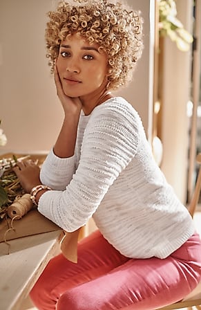 Image for Placed-Pattern Slub-Textured Sweater