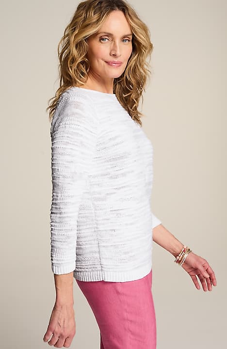 placed-pattern slub-textured sweater