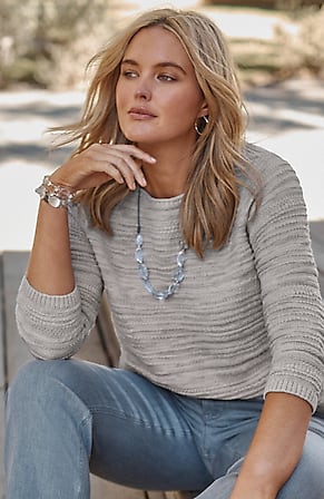 Image for Placed-Pattern Slub-Textured Sweater