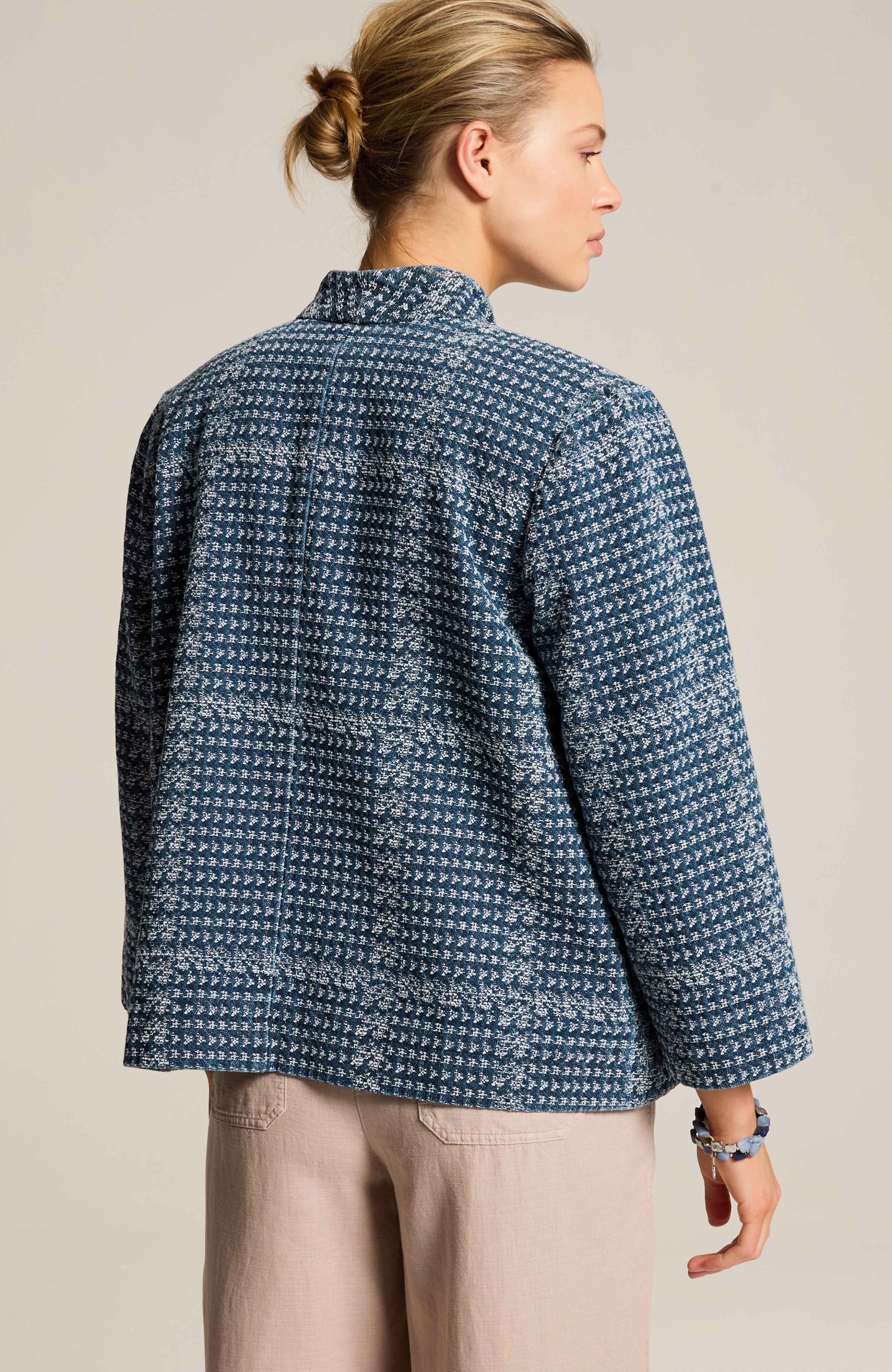 pure jill indigo jacquard jacket
